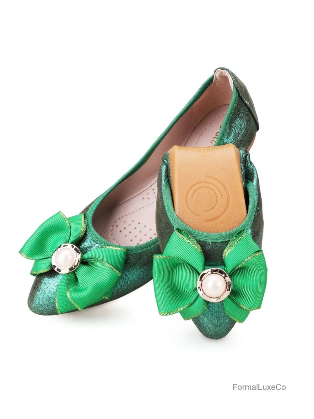 Foldable Ballet Flats Bling Rhinestone Pointed Toe Slip On Walk Work Loafers